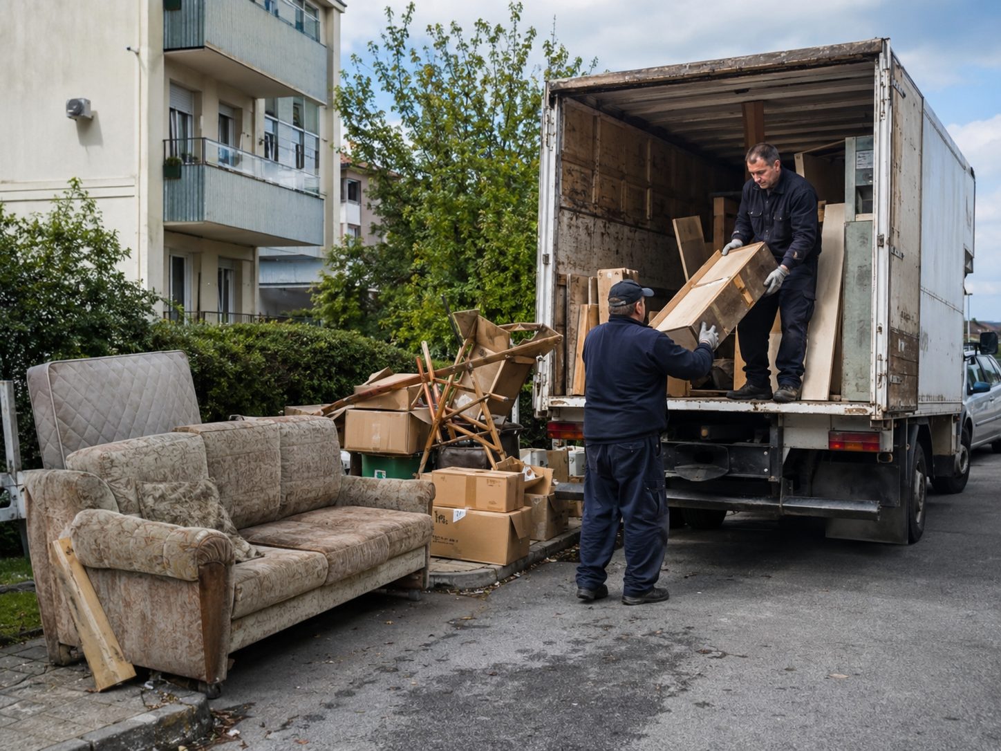 Staro pohištvo pripravljeno za kosovni odvoz ob cesti